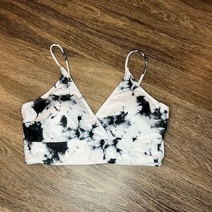 Black and white tie dye bathing suit top